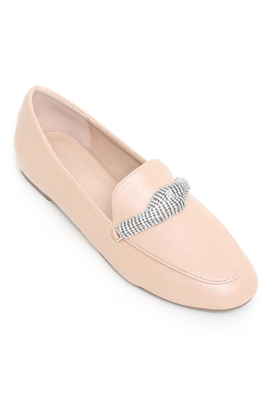 EMBELLISHED LOAFERS-NUDE