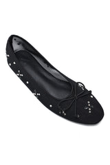 DAZZLING BOW DETAIL FLATS-BLACK
