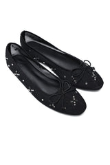 DAZZLING BOW DETAIL FLATS-BLACK