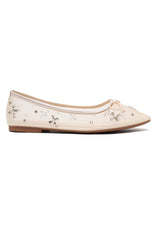 DAZZLING BOW DETAIL FLATS-BEIGE