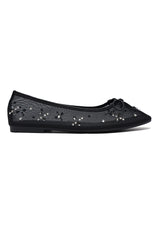 DAZZLING BOW DETAIL FLATS-BLACK