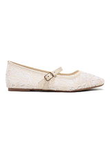 ROMANTIC FLORAL MESH FLATS-BEIGE