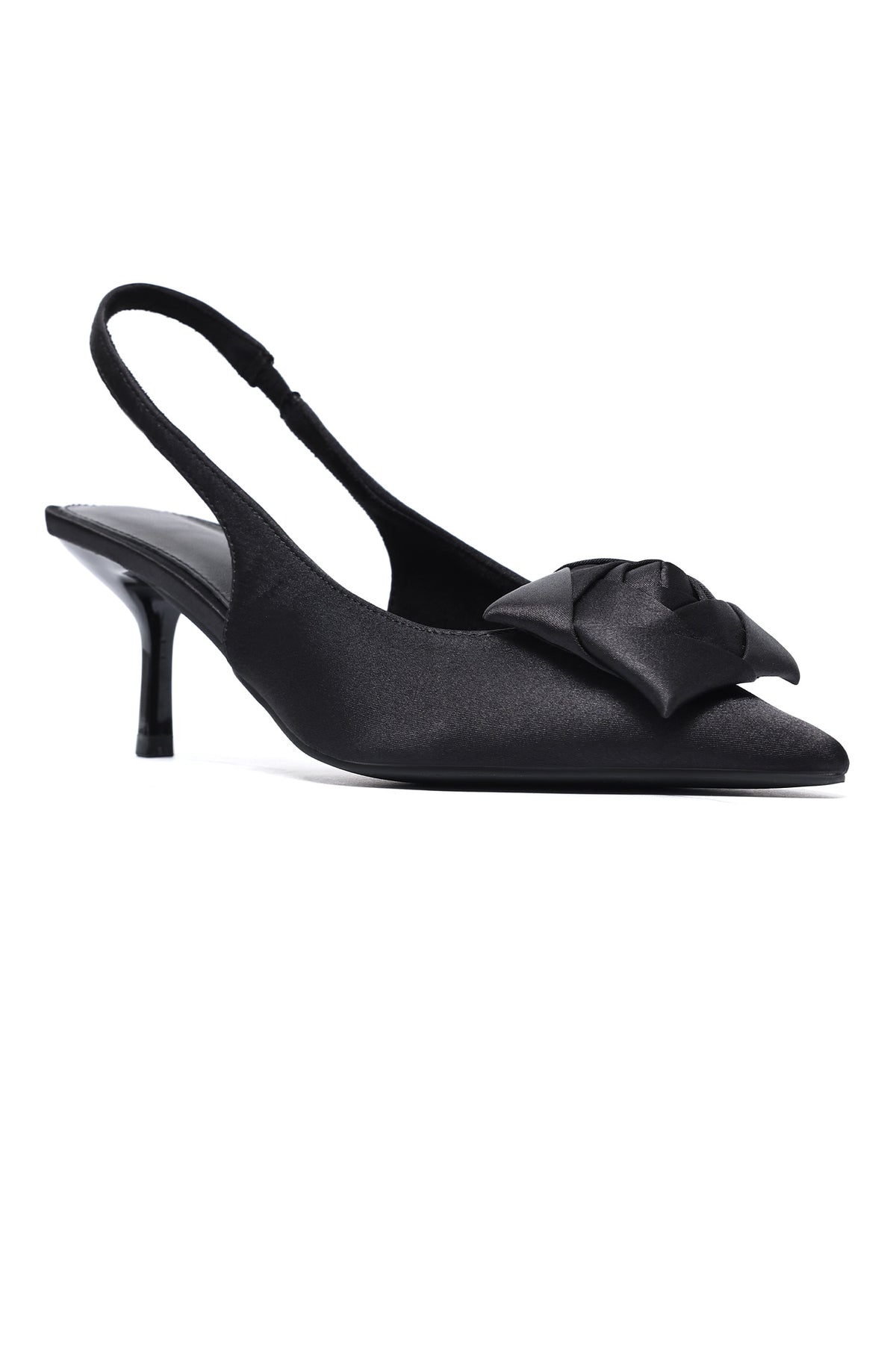 VALENTINA BOW SLINGBACK HEELS-BLACK
