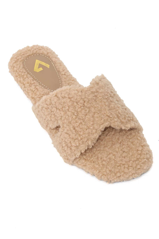 CLOUDWALK FUR SLIDE-BEIGE