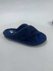 FLUFFY CROSS FUR SLIDE-NAVY