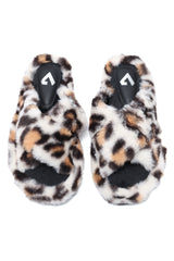 FLUFFY CROSS FUR SLIDE-WHITE/LEOPARD