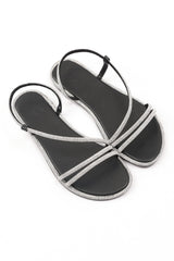 SANDALS WITH SHINY KNOT STRAPS-BLACK