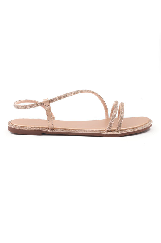SANDALS WITH SHINY KNOT STRAPS-CHAMPAGNE