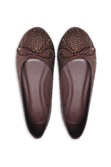 EMBELLISHED BOW FLATS - COFFEE