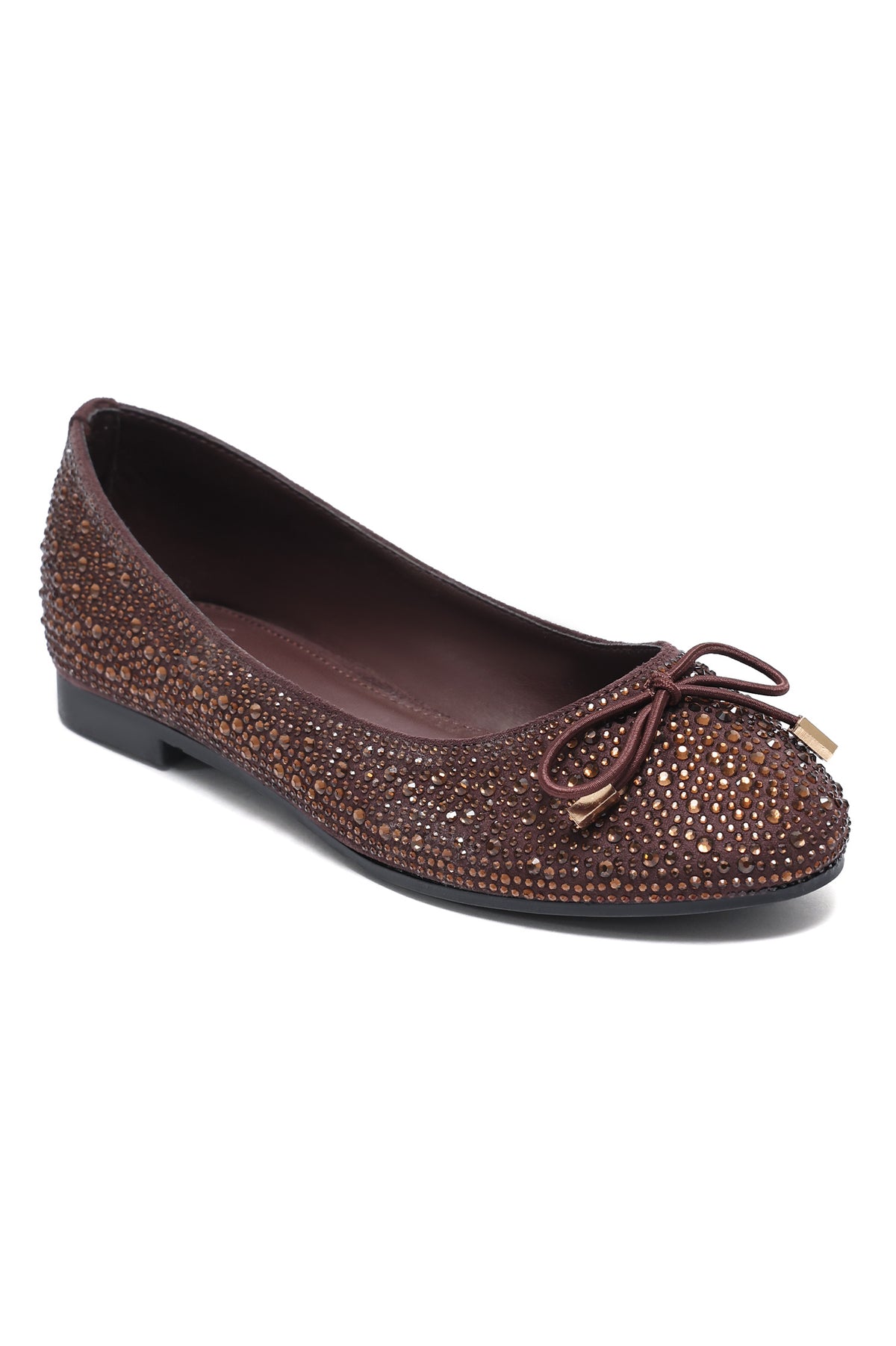 EMBELLISHED BOW FLATS - COFFEE