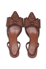 CRYSTAL BOW SLINGBACK-BROWN