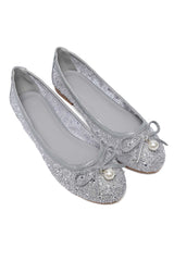 ORNATE BOW BALLET SHOE-GREY