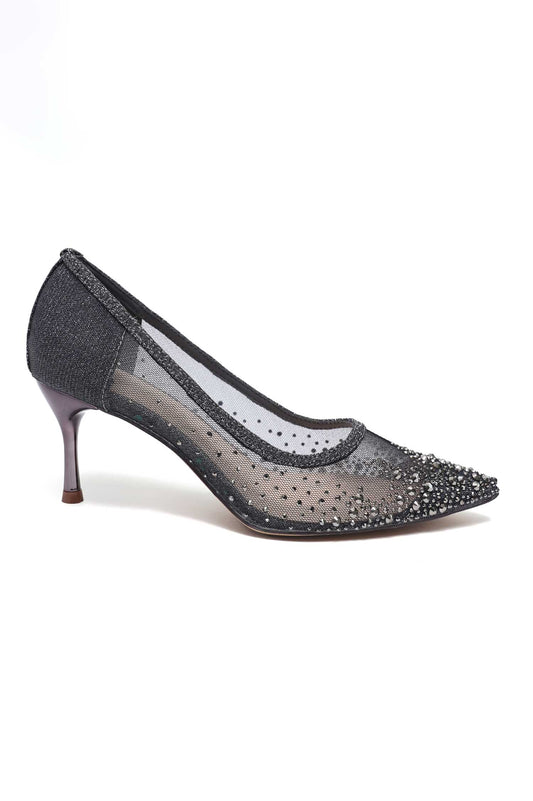 OPALINE EMBELLISHED POINT TOE HEEL-PEWTER