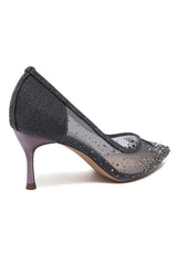 OPALINE EMBELLISHED POINT TOE HEEL-PEWTER