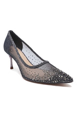 OPALINE EMBELLISHED POINT TOE HEEL-PEWTER