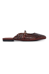 SPARKLE JEWEL MULE FLAT-BROWN