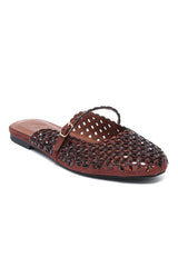 SPARKLE JEWEL MULE FLAT-BROWN
