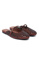 SPARKLE JEWEL MULE FLAT-BROWN