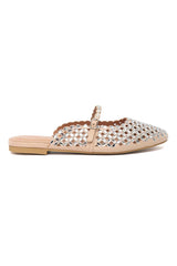 SPARKLE JEWEL MULE FLAT-BEIGE