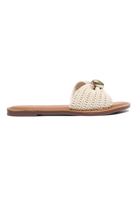 COMFORT-FOCUSED BOW SLIDE-BEIGE