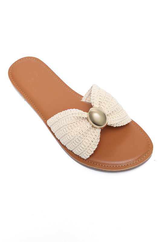 COMFORT-FOCUSED BOW SLIDE-BEIGE