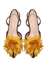 BLOOM MESH KITTEN SLINGBACK-BROWN