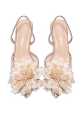 BLOOM MESH KITTEN SLINGBACK-NUDE