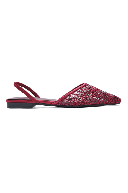 DELICATE LACE SLINGBACK-MAROON