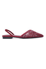DELICATE LACE SLINGBACK-MAROON