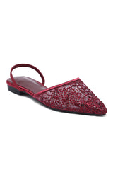 DELICATE LACE SLINGBACK-MAROON