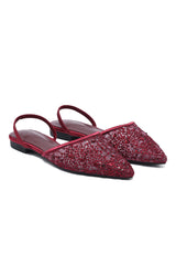 DELICATE LACE SLINGBACK-MAROON
