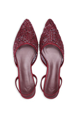 DELICATE LACE SLINGBACK-MAROON