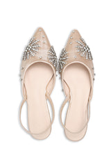 CRYSTAL POINTED SLINGBACKS-BEIGE