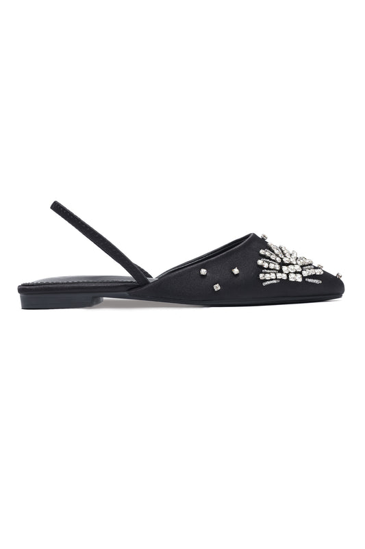 CRYSTAL POINTED SLINGBACKS-BLACK