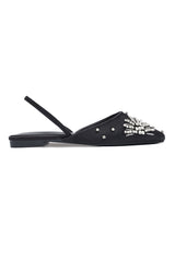 CRYSTAL POINTED SLINGBACKS-BLACK