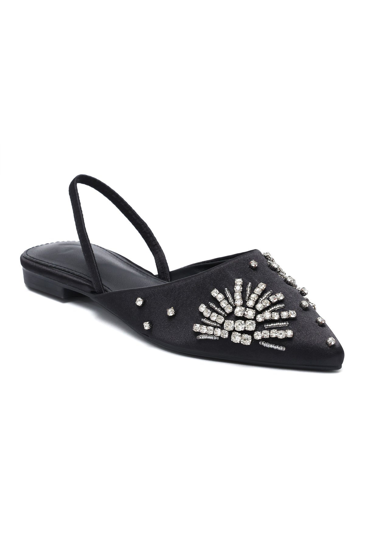 CRYSTAL POINTED SLINGBACKS-BLACK