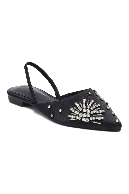 CRYSTAL POINTED SLINGBACKS-BLACK
