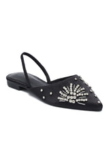 CRYSTAL POINTED SLINGBACKS-BLACK