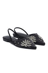 CRYSTAL POINTED SLINGBACKS-BLACK