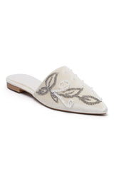 SCROLL BEADED MULES-BEIGE
