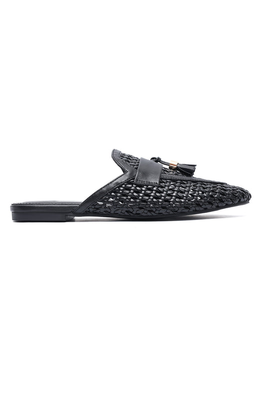 MONACO TASSEL MULES-BLACK