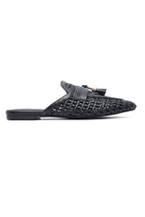 MONACO TASSEL MULES-BLACK