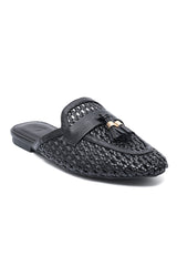 MONACO TASSEL MULES-BLACK