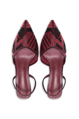CRYSTAL BEADED SLINGBACKS - MAROON