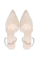 CRYSTAL BEADED SLINGBACKS - OFF-WHITE