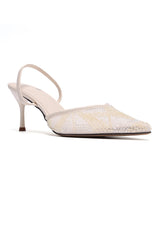 CRYSTAL BEADED SLINGBACKS - OFF-WHITE