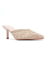 LUXE EMBELLISHED MULES - BEIGE