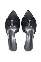 DRAPED OPEN-TOE MULES - BLACK