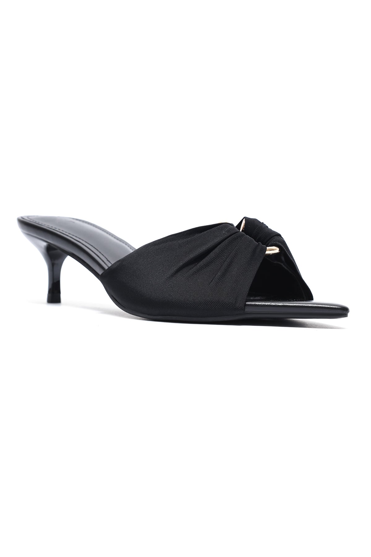 DRAPED OPEN-TOE MULES - BLACK