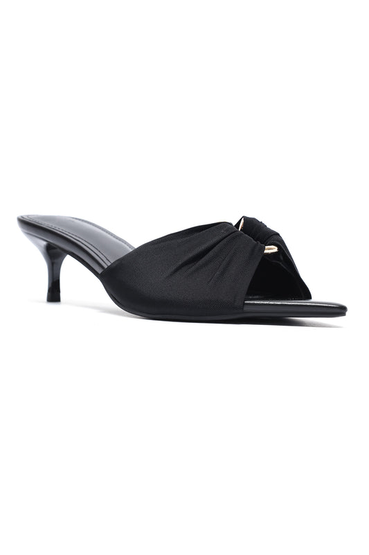 DRAPED OPEN-TOE MULES - BLACK